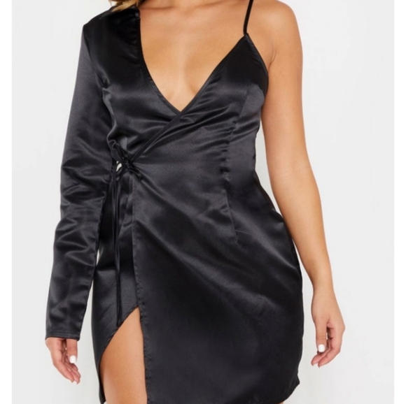 black satin dress plt